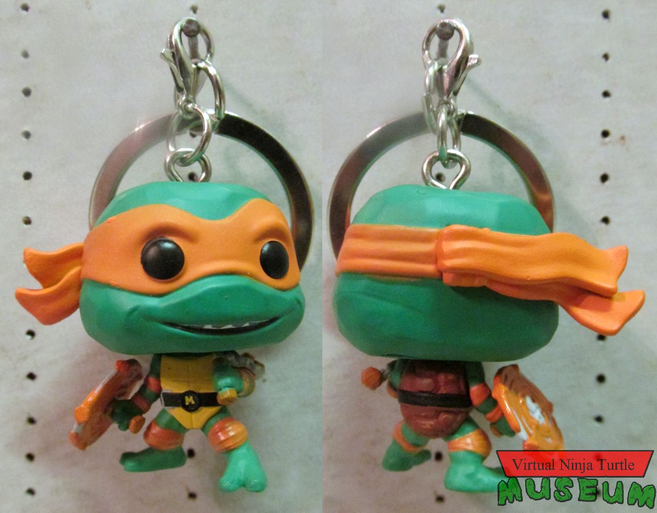  Mutant Mayhem Michelangelo keychain front and back