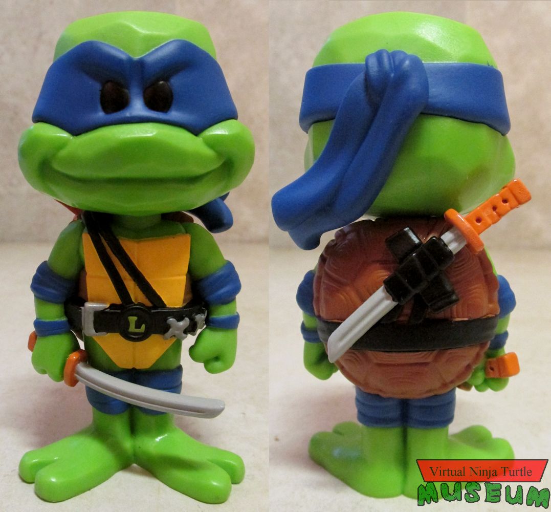 Mutant Mayhem Leonardo Soda Vinyl Figure front and back